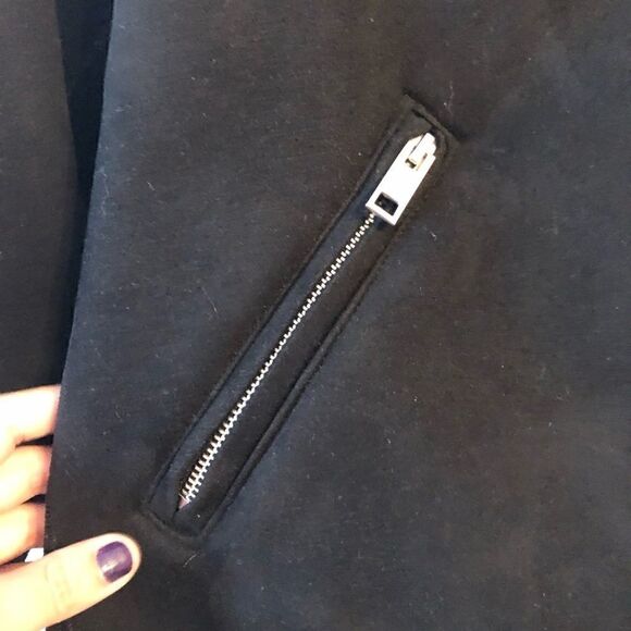 H&M women’s motor biker jacket black faux fur suede size 6 eur 38 - Picture 5 of 7